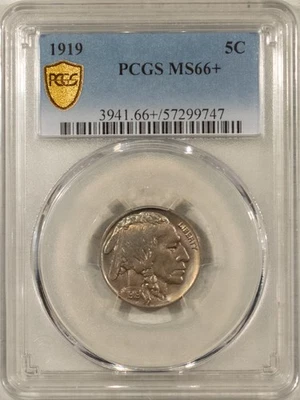 1919 BUFFALO NICKEL - PCGS MS-66+ REALLY PRETTY COLOR, SUPERB! - Image 1 of 4