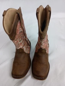 Roper Little Kids Youth Size 2 D Glitter Pink Brown Cowboy Western Boots (#10) - Picture 1 of 15