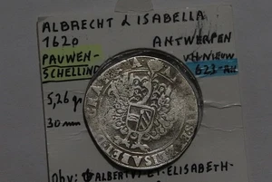 🧭 🇳🇱NETHERLANDS BELGIUM ALBRECHT & ISABELLA 1620 PAUWEN SCHELLING 4.72Gr. B84 - Picture 1 of 5