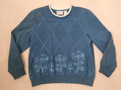 Sudadera Para Mujer Alfred Dunner Azul Adornada Acolchada Bordada Pequeña Med Foto 1 de 4