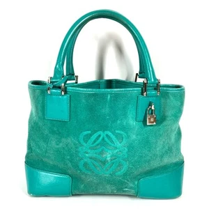 LOEWE Anagram logo Hand Bag Shoulder Bag Tote Bag Leather / suede Green - Foto 1 di 18
