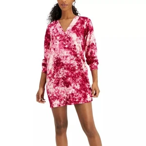 Jenni Plus Size Long Sleeve Printed Sleepshirt Pink Splash Tiedye Size XXL - Picture 1 of 1