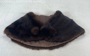 Vintage Brown Natural Fur Shoulder Wrap Cape - Picture 1 of 4