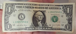 One Dollar $1 Fancy Serial Number Birthday Note 7-24-1945 July 24, 1945 - Picture 1 of 2