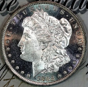 1882-O CAMEO DMPL SUPERB+ GEM BU MS MORGAN SILVER DOLLAR FROM COLLECTION DC45 - Bild 1 von 3
