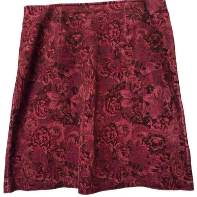 Acogedora Mini Falda Floral Multicolor Pana Terciopelo, Talla Grande, Cottagecore Retro Foto 1 de 4