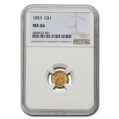 1853 $1 Liberty Head Gold Dollar MS-66 NGC - Image 1 of 3