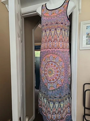 Vestido de verão maxi multicolorido três corações rosa meninas 16 senhoras manga pequena regata - Imagem 1 de 4