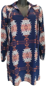 Robe LES PETITES... courte bleue à motifs manches longues Taille S Très bon état - Imagen 1 de 11