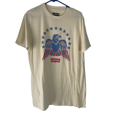 Camisa Levi's Para Hombre Talla Grande Crema Patriot Rojo Blanco Azul Águila Foto 1 de 4