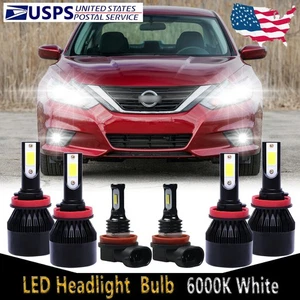 For 2007-2018 Nissan Altima Led Headlight Hi/Lo+Fog light bulbs Kit 6000K White - Picture 1 of 12