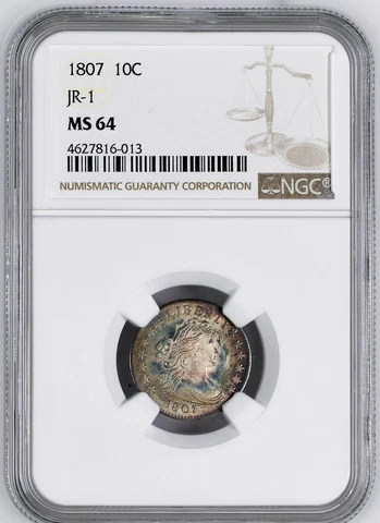 1807 DRAPED BUST 10C NGC MS 64 Cover