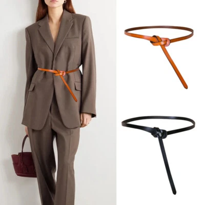 Women's Adjustable Genuine Leather Belts Fashion Skinny Waist Strap - Image 1 of 4