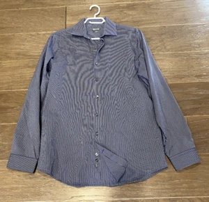 Kenneth Cole Reaction Slim Fit Dress Shirt Blue White Striped Size 15 1/2 34-35 - Picture 1 of 7