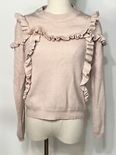 Topshop Women's Coquette Sweater size 8 Blush Pink Ruffle Sleeve