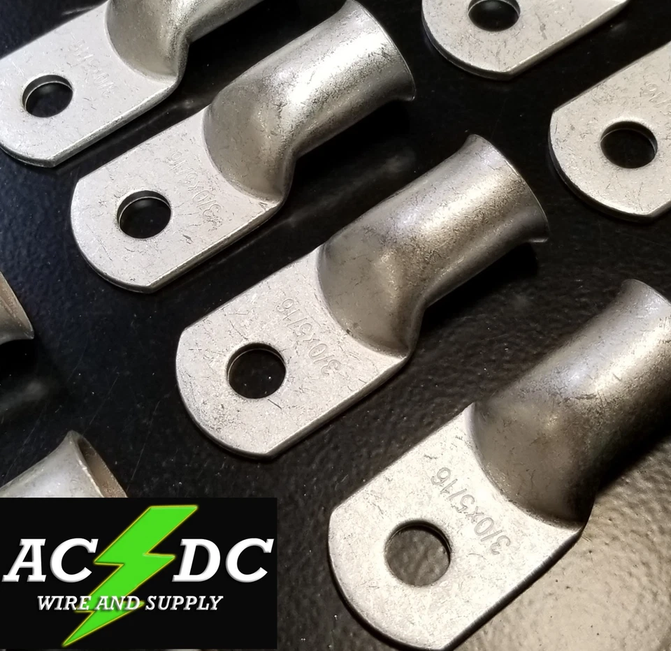 (50) 3/0 AWG Ring 5/16" Hole Terminal Lug Tin Plated Copper Cable lug Gauge - Image 1 of 1