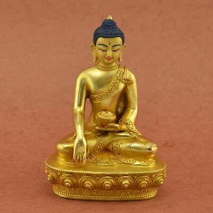 Hand Carved Gold Detailed Shakyamuni Buddha Tomba Copper Statue from Patan Nepal - Picture 1 of 4