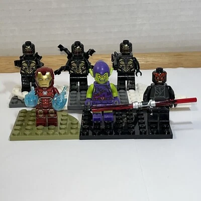 Lego Mini Figures LOT Of 6 , Marvel ,Star Wars , Iron Man , Green Goblin & Book  - Image 1 of 4