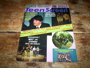 TEEN SCREEN magazine Oct. 1965 w/ BEATLES Rolling Stones BYRDS Sonny & Cher VG+ - Imagen 1 de 1