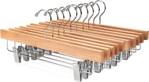 Solid Lotus Wood Deluxe Wooden Pants Hangers Bottom Hanger Jeans Hanger Skirt Ha - Picture 1 of 6
