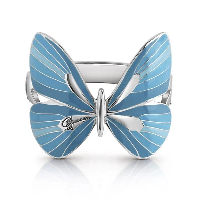 GUESS Tropical Dream Damen Armreif Armspange Schmetterling Edelstahl Blau Silber - Bild 1 von 4