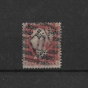 GB 1864 1d placa roja 125 - I y RM Perfin - Imagen 1 de 1