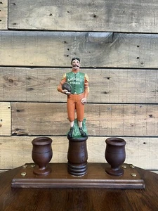 Vintage Antique Bourbon Ceramic Football Player Figure Bar Back Matches Display  - Picture 1 of 6