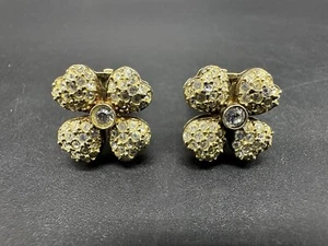 Pendientes de plata de ley 925 con clip de cristal en tono oro - Imagen 1 de 8