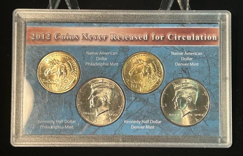 2012 P&D Uncirculated Sacagawea Dollar + Kennedy Half Dollar Coin Set Cover