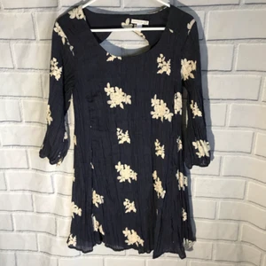 Westport size small dress pleated floral embellished Navy Blue (B81) - Picture 1 of 4