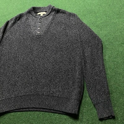 Vintage Cabelas Sweater Mens Large Gray Heavy Cotton Henley Rag Style Sweatshirt - Image 1 of 4