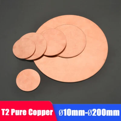Discos de cobre puro sólido hojas redondas de metal en blanco OD 10 mm-200 mm de grosor 0,5 mm-5 mm Foto 1 de 4