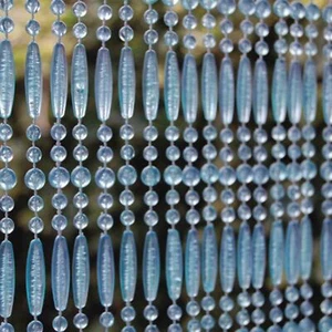 Cortina de puerta "Fréjus 3" 90x210 cm azul claro insecticida/mosquicas perlas de entrada - Imagen 1 de 1