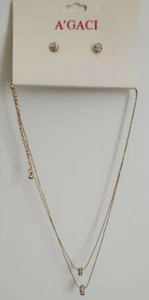 Rhinestone Earrings & Pave' Rhinestone Disc Necklace Set - Picture 1 of 5