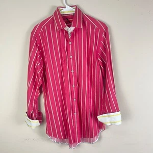 Robert Graham Herren Button Down Hemd Gr. M Roll Up Manschette gestreift rot weiß - Bild 1 von 14