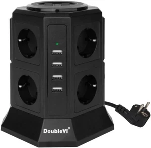 DoubleYI Tour Multiprise Parasurtenseur Parafoudre 8 Prises avec 4 USB 4,5A Port - Photo 1/4