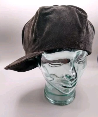 Eric Javits Black Velvet Newsboy Cap satin lined slouchy Hat - Image 1 of 4