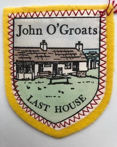John O'Groats Last House Vintage Souvenir Tuch Aufnäher Abzeichen gelb. Schottland - Bild 1 von 1