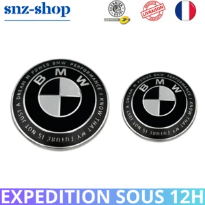 2x BMW Insigne logo Capot Coffre Noir 82mm 74mm emblème + 4 Oeillets De Fixation - Afbeelding 1 van 1