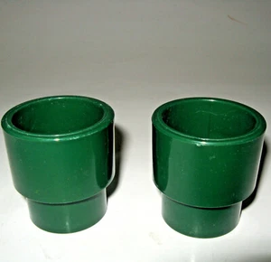 Set Of 2 Vintage Mod Lonborg Denmark Green Plastic Egg Cups MCM - Picture 1 of 1