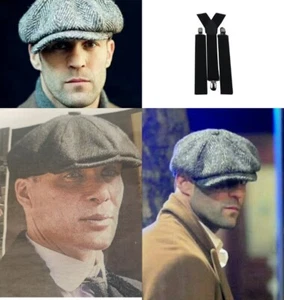 Peaky Blinders Cap and Braces Set Fancy Dress Baker Boy Tommy Shelby 20's - Picture 1 of 4