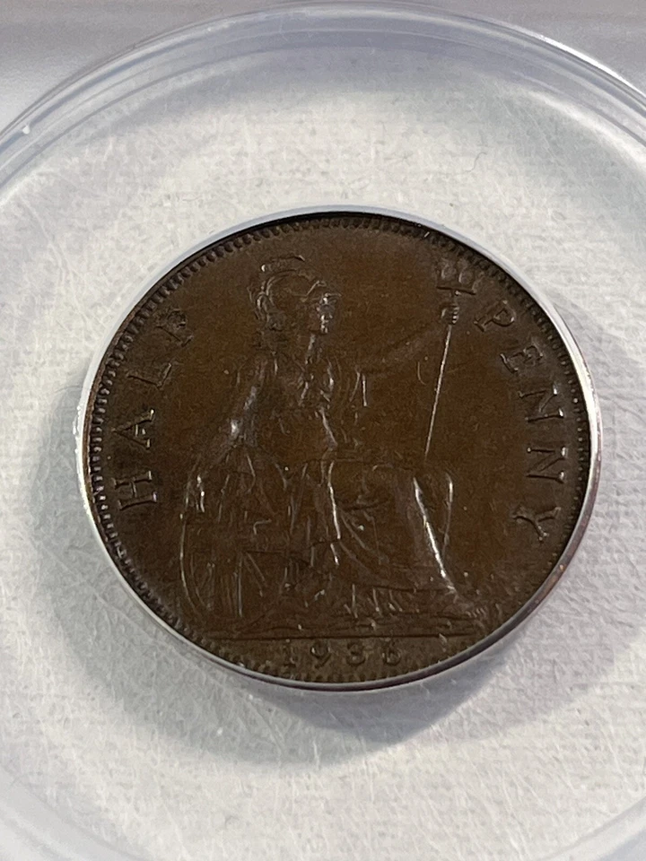 1936 Great Britain Half Penny Graded AU 50 by ANACS - Image 1 of 4