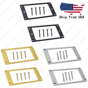 2Pcs Metal Flat Bottom Humbucker Guitar Pickup Ring Pickup Frames For SG 3Colors - Picture 1 of 6