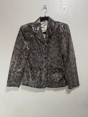 Neiman Marcus Vtg Snakeskin Embossed Leather Women’s Jacket Multicolor Size 8 - Image 1 of 4