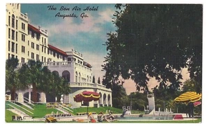 Pool THE BON AIR HOTEL With Terrace Room Augusta Georgia Postcard GA Linen - Picture 1 of 2