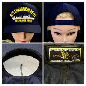 USS SURIBACHI AE-21 AE Marineros Assn Snapback SOMBRERO GORRA Oficial Militar Head Wear - Imagen 1 de 1