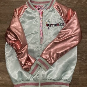 LOL Surprise Dolls Reversible Bomber Jacket Aqua Girl's Size S 6/6X shiny pink - Picture 1 of 23