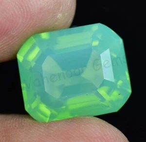 Natural Oceanside Green Opal 13.55 Ct Emerald Unheated Certified Gemstone - Picture 1 of 5
