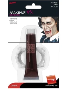 Fangs & Blood 1oz Tube Dracula Vampire Make Up Halloween Fancy Dress New - Picture 1 of 1