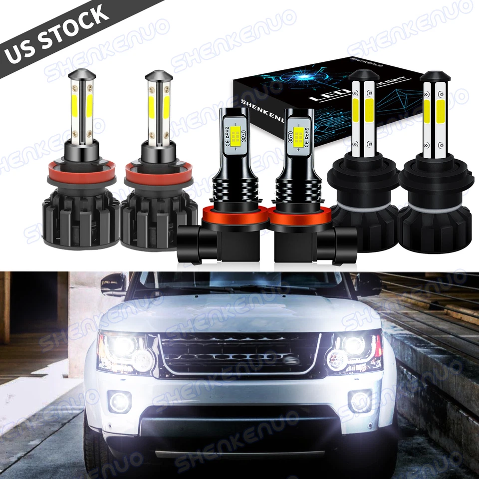 For Land Rover LR2 LR4 2010 2011 2012 2013 2014 2015 LED Headlight Fog Bulbs Kit - Image 1 of 4